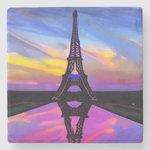 Picturesque Eiffel Tower In A Glowing Sunset Stone Coaster