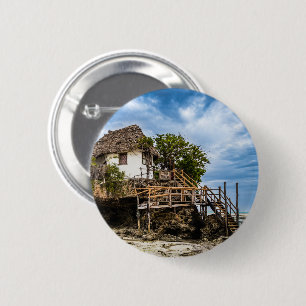 Picturesque house on a tropical coral outcrop 2 inch round button