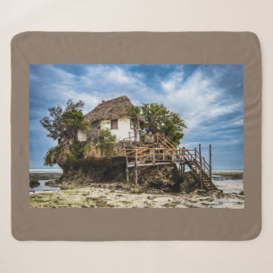 Picturesque house on a tropical coral outcrop sherpa blanket