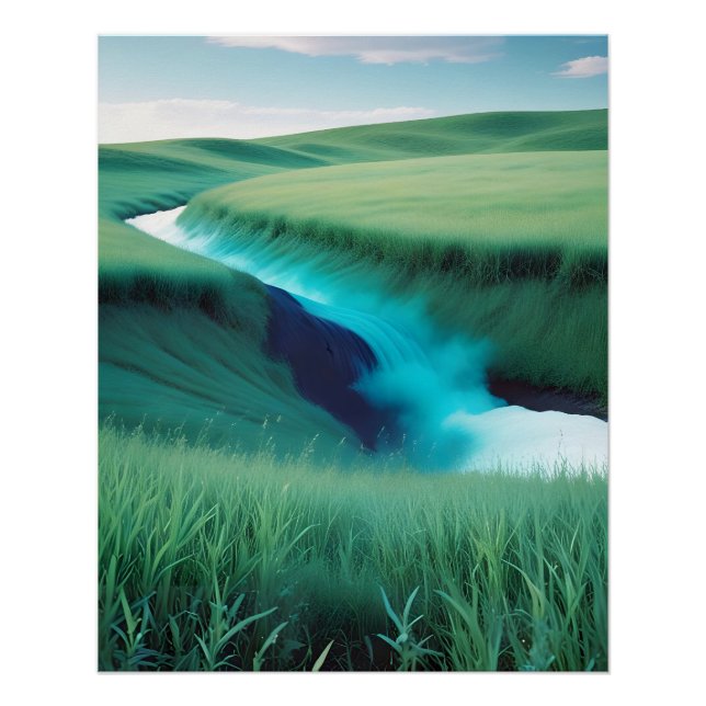Picturesque Landscape Field Nature Background Art Poster (Front)