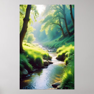 Picturesque Landscape Forest River Nature Tranquil Poster