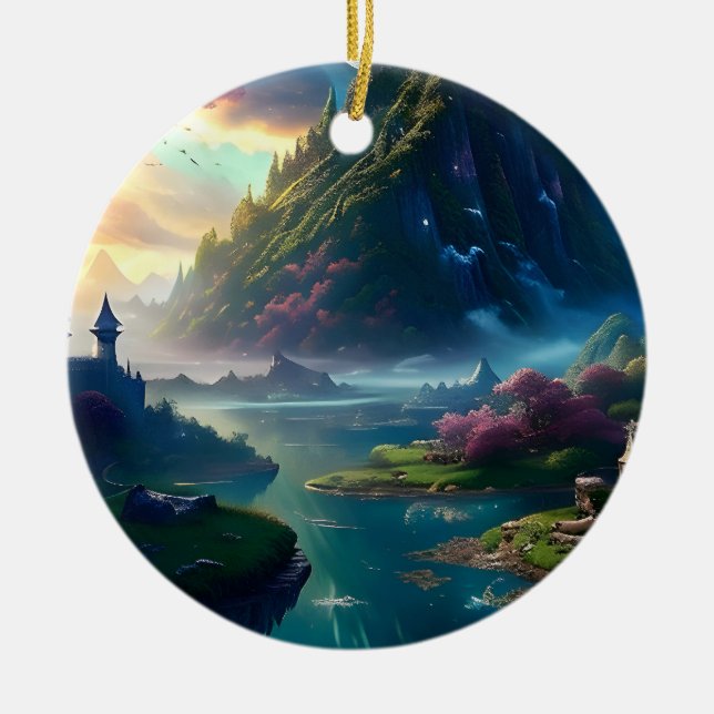Picturesque Landscape Four Ceramic Ornament (Front)