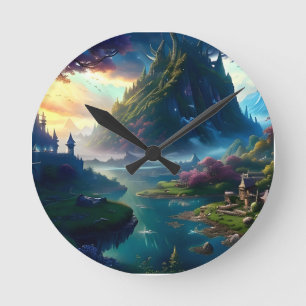 Picturesque Landscape Four Round Clock