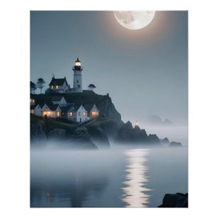 Picturesque Landscape Lighthouse Seacoast Scenery Poster