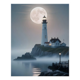 Picturesque Landscape Lighthouse Seacoast Scenery Poster