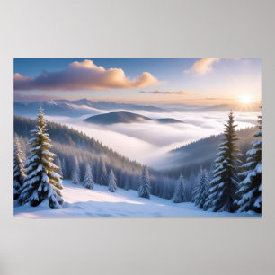 Picturesque Landscape Mountains Winter Nature Calm Poster
