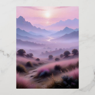 Picturesque Landscape Poster Background Wallpaper Foil Holiday Postcard