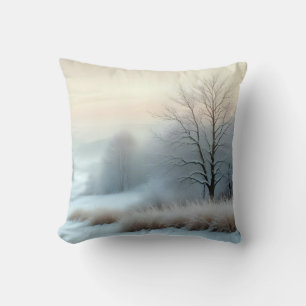 Picturesque Landscape Winter Nature Background Art Throw Pillow