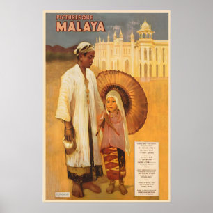 Picturesque Malaya Malaysia Kuala Lumpur Vintage Poster