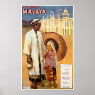 Picturesque Malaya Restored Vintage Travel Poster