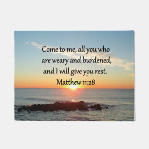 PICTURESQUE MATTHEW 11"28 SCRIPTURE VERSE DOORMAT