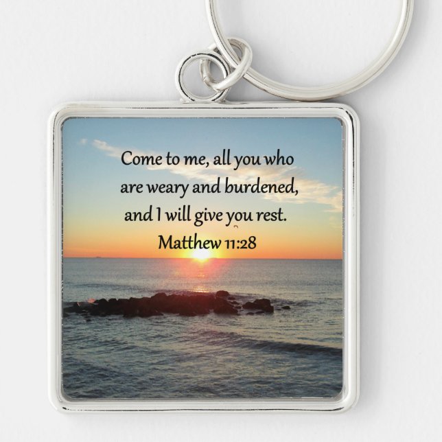 PICTURESQUE MATTHEW 11"28 SCRIPTURE VERSE KEYCHAIN (Front)
