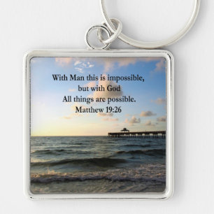 PICTURESQUE MATTHEW 19:26 OCEAN PHOTO DESIGN KEYCHAIN