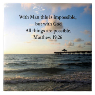PICTURESQUE MATTHEW 19:26 OCEAN PHOTO DESIGN TILE