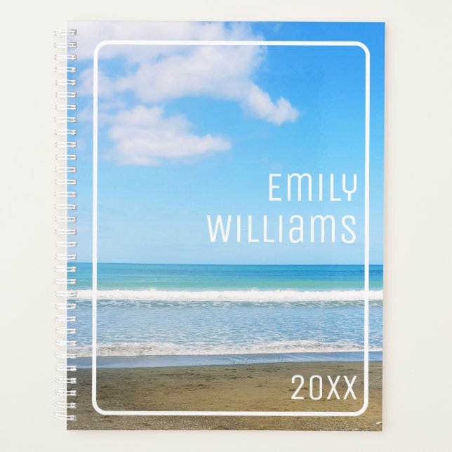 PICTURESQUE OCEAN BLUE SEA SKY BEACH PHOTO NAME PLANNER (Front)