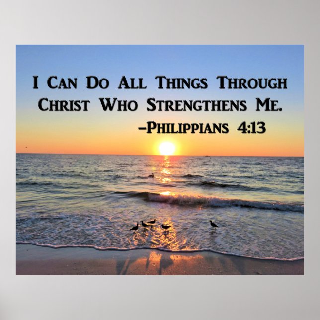 PICTURESQUE PHILIPPIANS 4:13 OCEAN SUNRISE POSTER (Front)