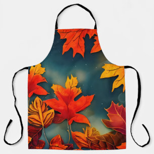 Picturesque Rustic Autumn Maple Leaves Apron