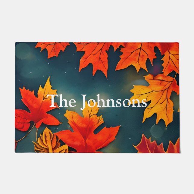 Picturesque Rustic Autumn Maple Leaves Doormat (Front)