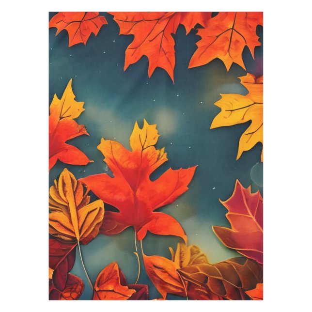 Picturesque Rustic Autumn Maple Leaves Tablecloth (Front)