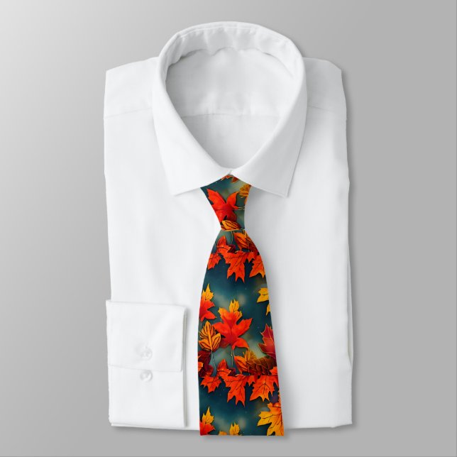 Picturesque Rustic Autumn Maple Leaves Tie (Tied)