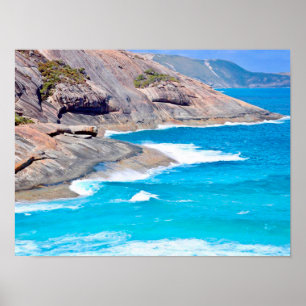 Picturesque Seascape Gentle Waves Cliffs Photo Poster