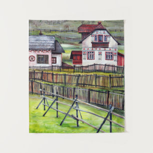 Picturesque Transylvanian Village Romania Tapestry