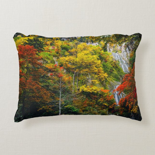 Picturesque View of Fall Hagoromo Falls Hokkaido  Accent Pillow (Front)