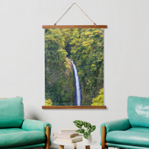 Picturesque View of Green Golden Waterfall Hanging Tapestry