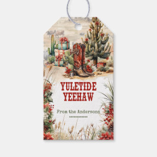 Picturesque wild west Santa cowboy boots western Gift Tags