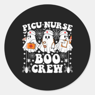 Picu Nurse Boo Crew Funny Ghost Halloween  Classic Round Sticker