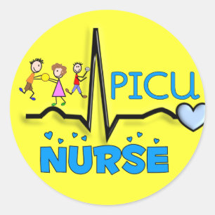 PICU Nurse Gifts-QRS Segment and Kids Design Classic Round Sticker