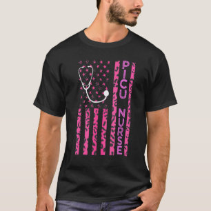 Picu Nurse Leopard Print Pink Usa Flag Patriotic N T-Shirt