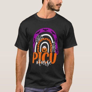 Picu Nurse Pediatric Icu Pumpkin Rainbow Halloween T-Shirt