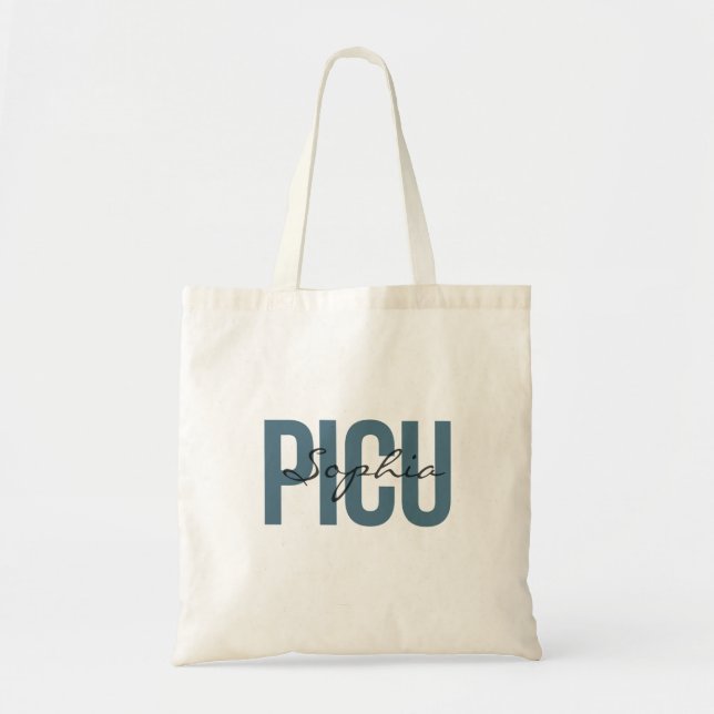 PICU Nurse Personalized Name Bold Typogrphy  Tote Bag (Front)