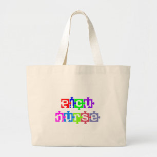 PICU NURSE PUZZLE PIECES LARGE TOTE BAG
