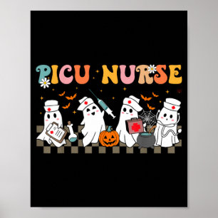 Picu Nurse Spooky Ghost Halloween Cute Nursing Poster