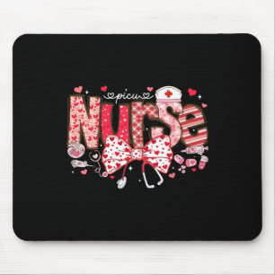Picu Nurse Stethoscope Coquette Bow Heart Valentin Mouse Pad