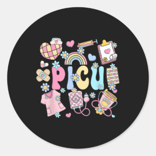 Picu Nurse Stuff Retro Pediatric Nurse Icu Peds Nu Classic Round Sticker