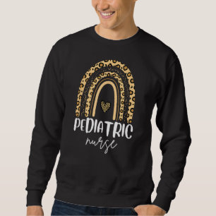 PICU Pediatric Nurse Peds Crew Leopard Rainbow App Sweatshirt