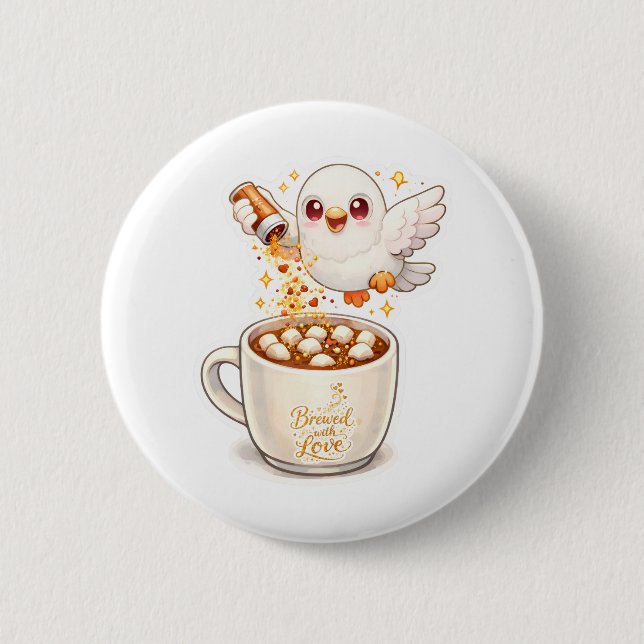 pidgy's coffee glitter v1  2 inch round button (Front)