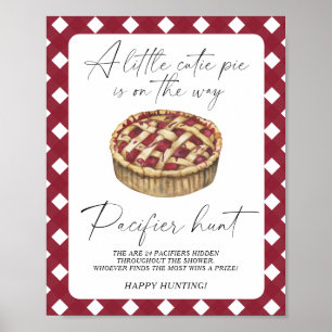Pie baby shower game - pacifier hunt poster