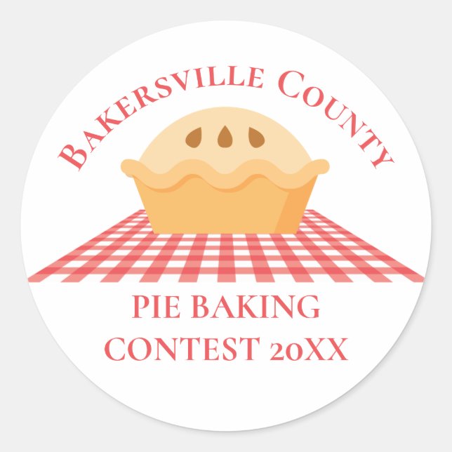 Pie Baking Contest Cute Custom Home Bakery Picnic Classic Round Sticker (Front)