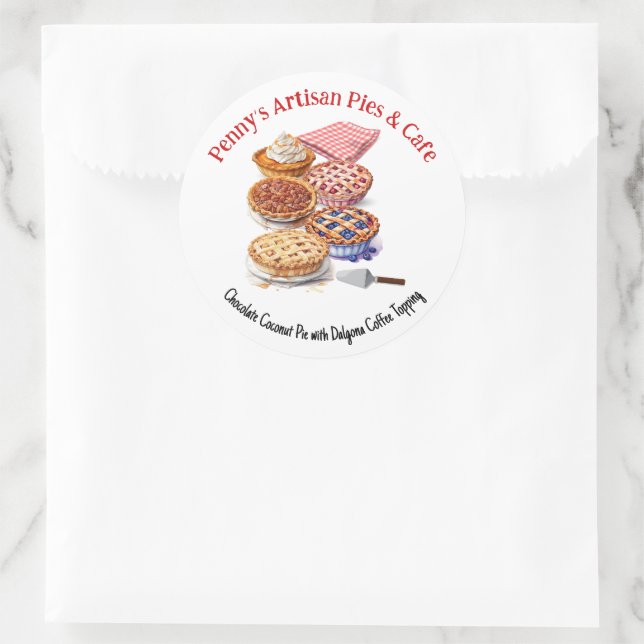 Pie Business or Shoppe Promotional Classic Round Sticker (Bag)