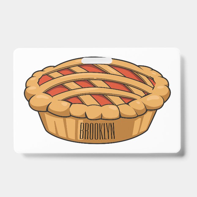 Pie cartoon illustration  badge (Front)