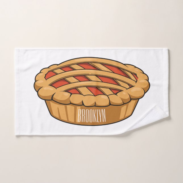 Pie cartoon illustration bath towel set (Hand Towel)