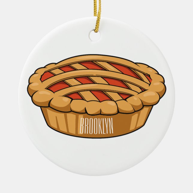 Pie cartoon illustration ceramic ornament (Front)