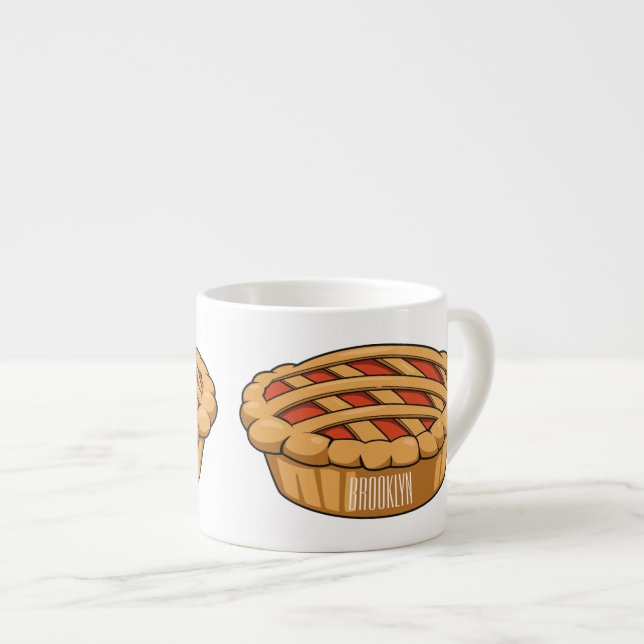 Pie cartoon illustration espresso cup (Front Right)