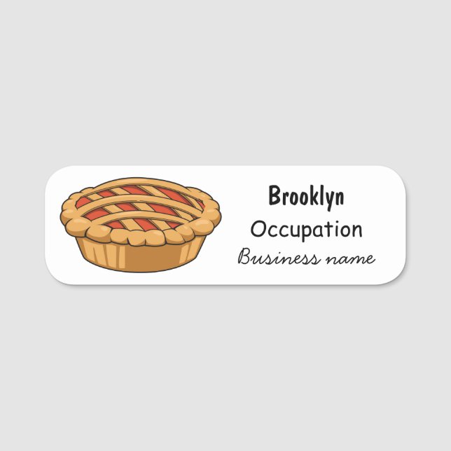 Pie cartoon illustration name tag (Front)