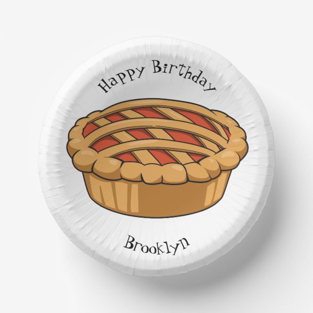 Pie cartoon illustration paper plate (Front)