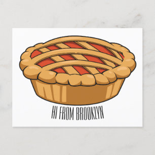 Pie cartoon illustration  postcard